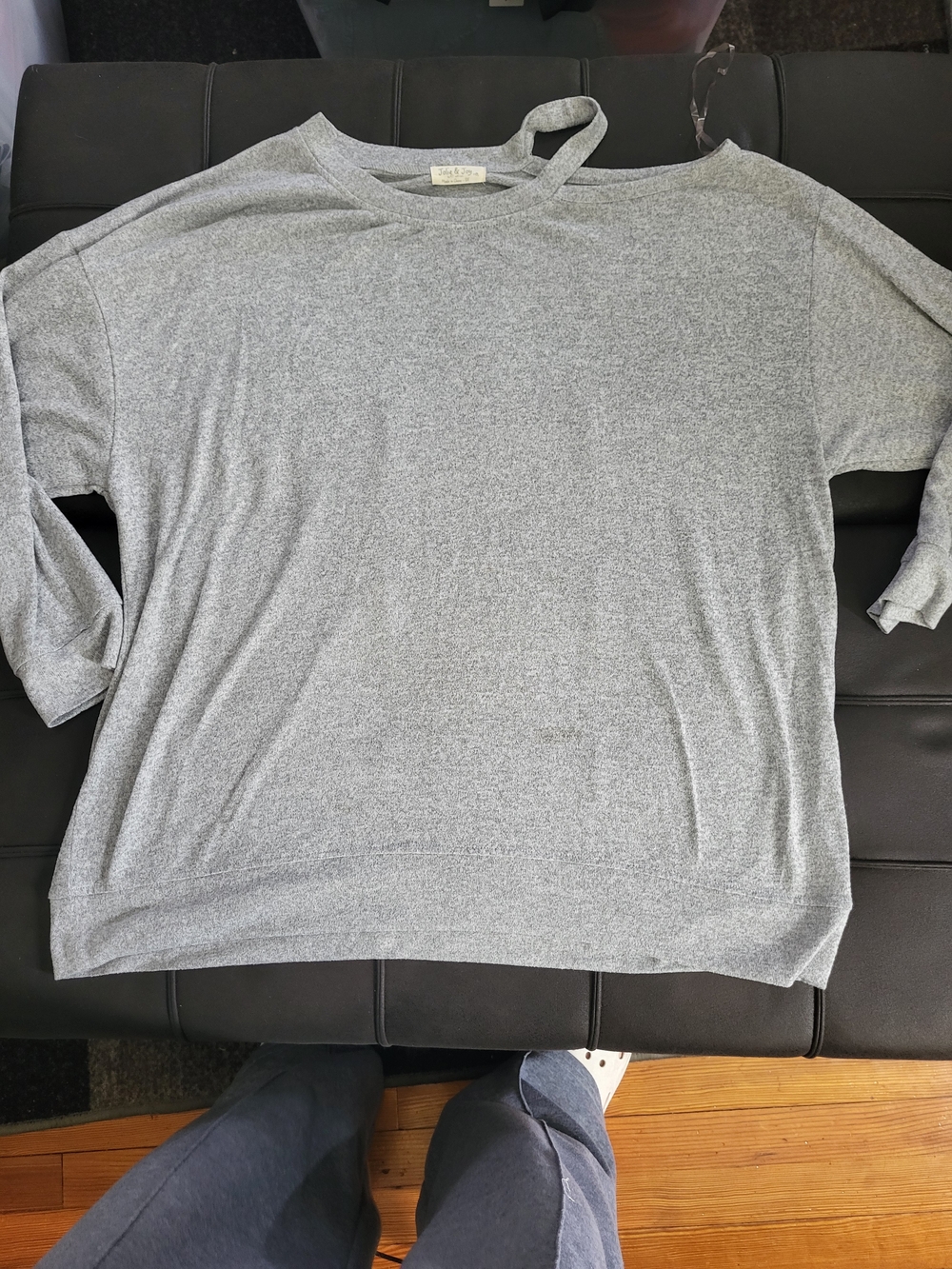 Light Gray Soft Knit Top With One Cold Shouldee 3x